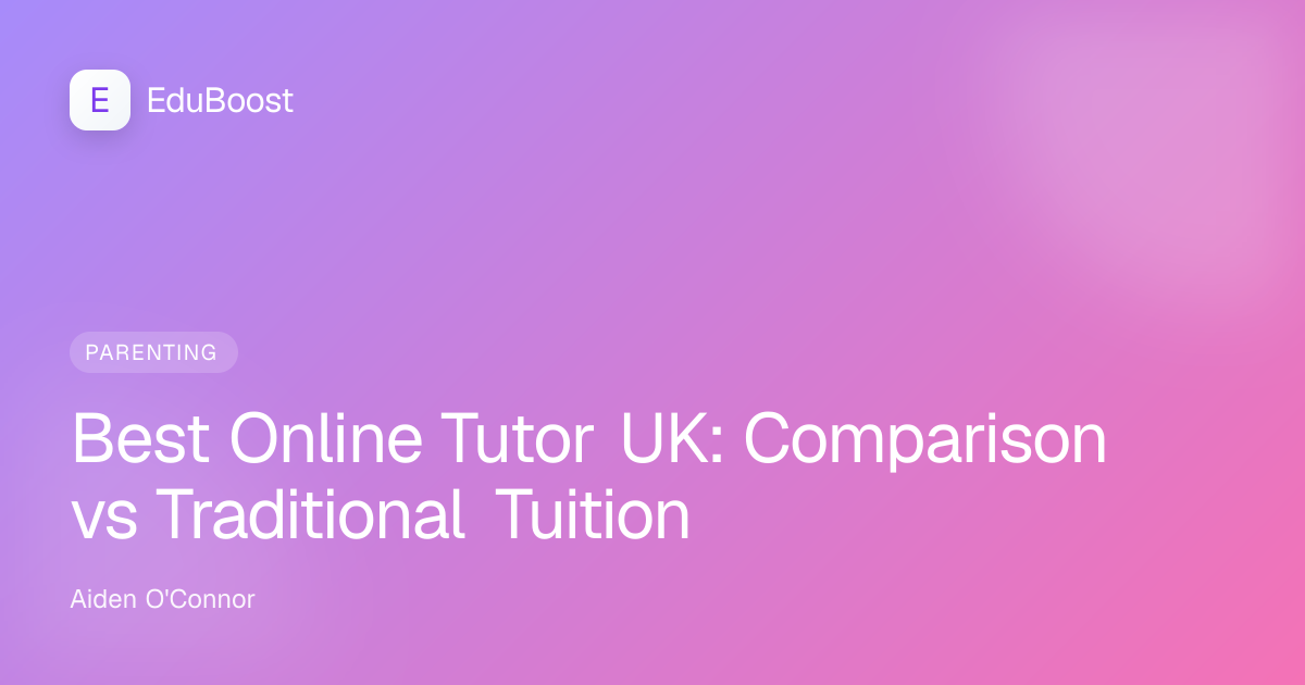 UK secondary school student attending an online tutoring session on a laptop with maths notes beside them