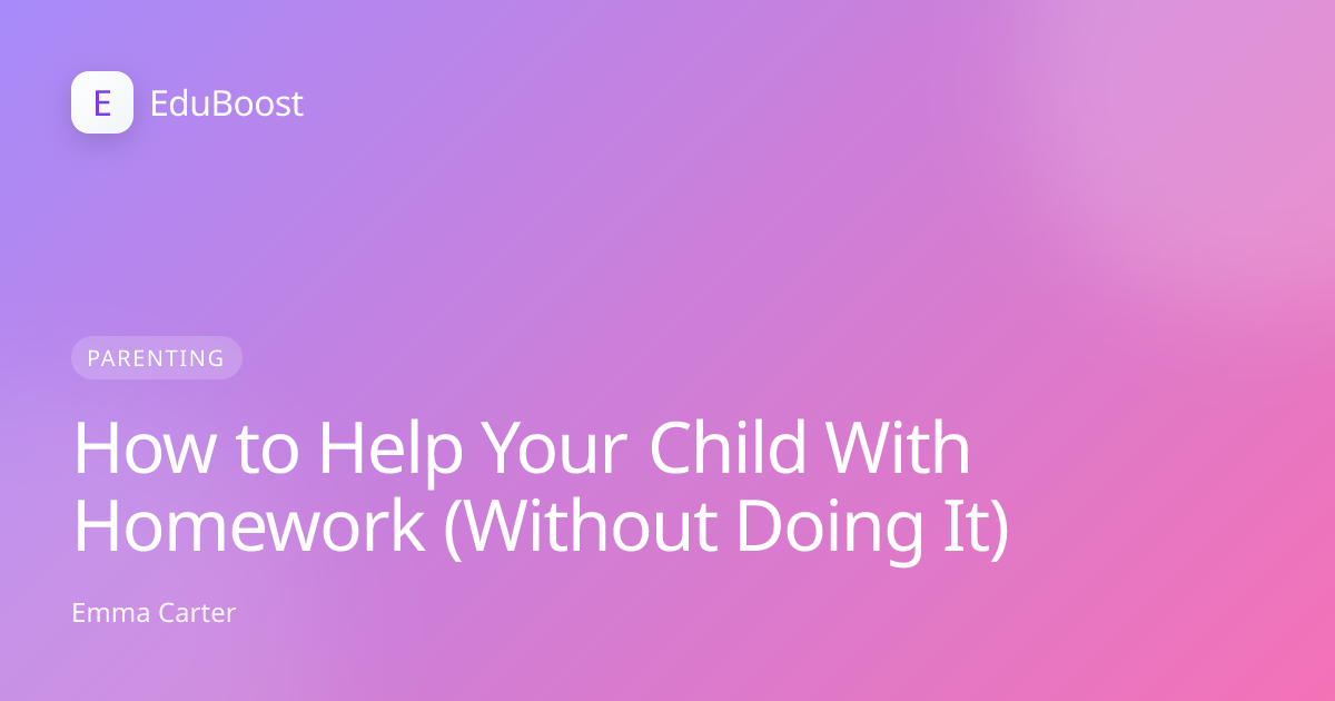 Parent sitting with child at kitchen table helping with homework without taking over