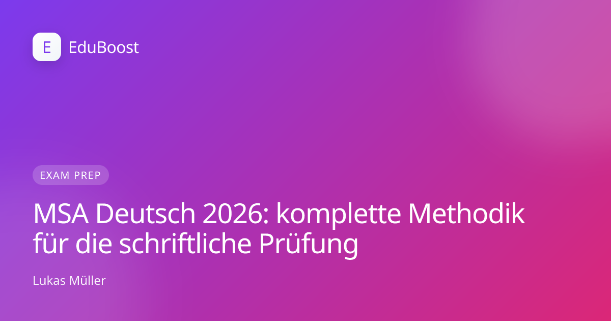 Aufgeschlagenes Deutschheft mit Stift, bereit für die schriftliche MSA-Deutschprüfung