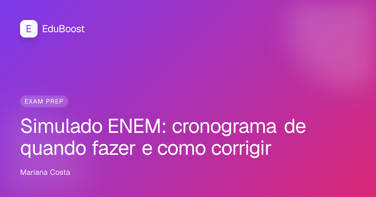 Estudante corrigindo folha de respostas de um simulado ENEM com caneta vermelha sobre a mesa