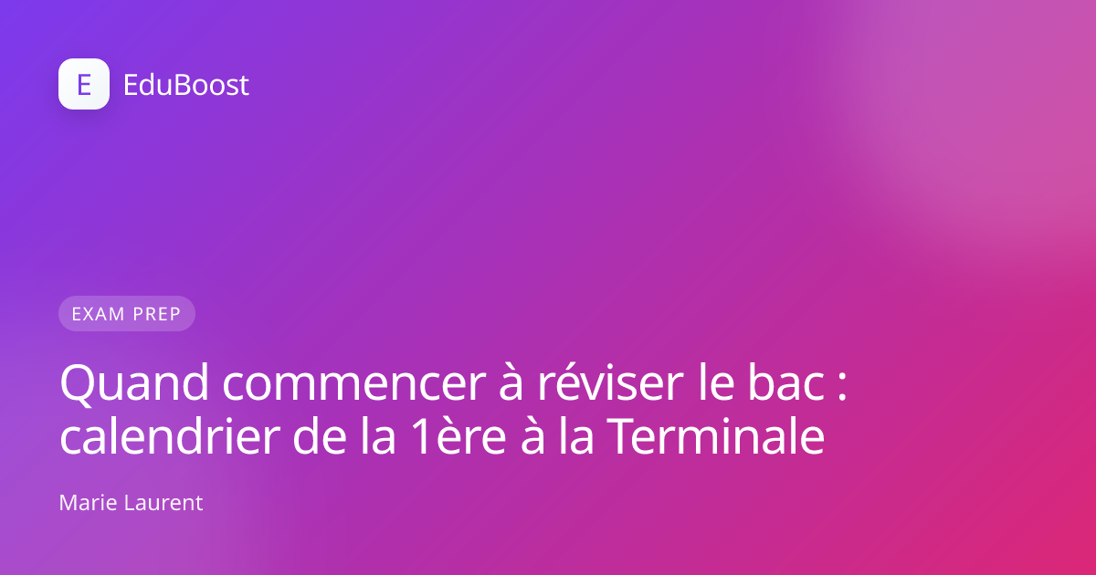Calendrier scolaire et agenda d'un lycéen pour préparer le bac